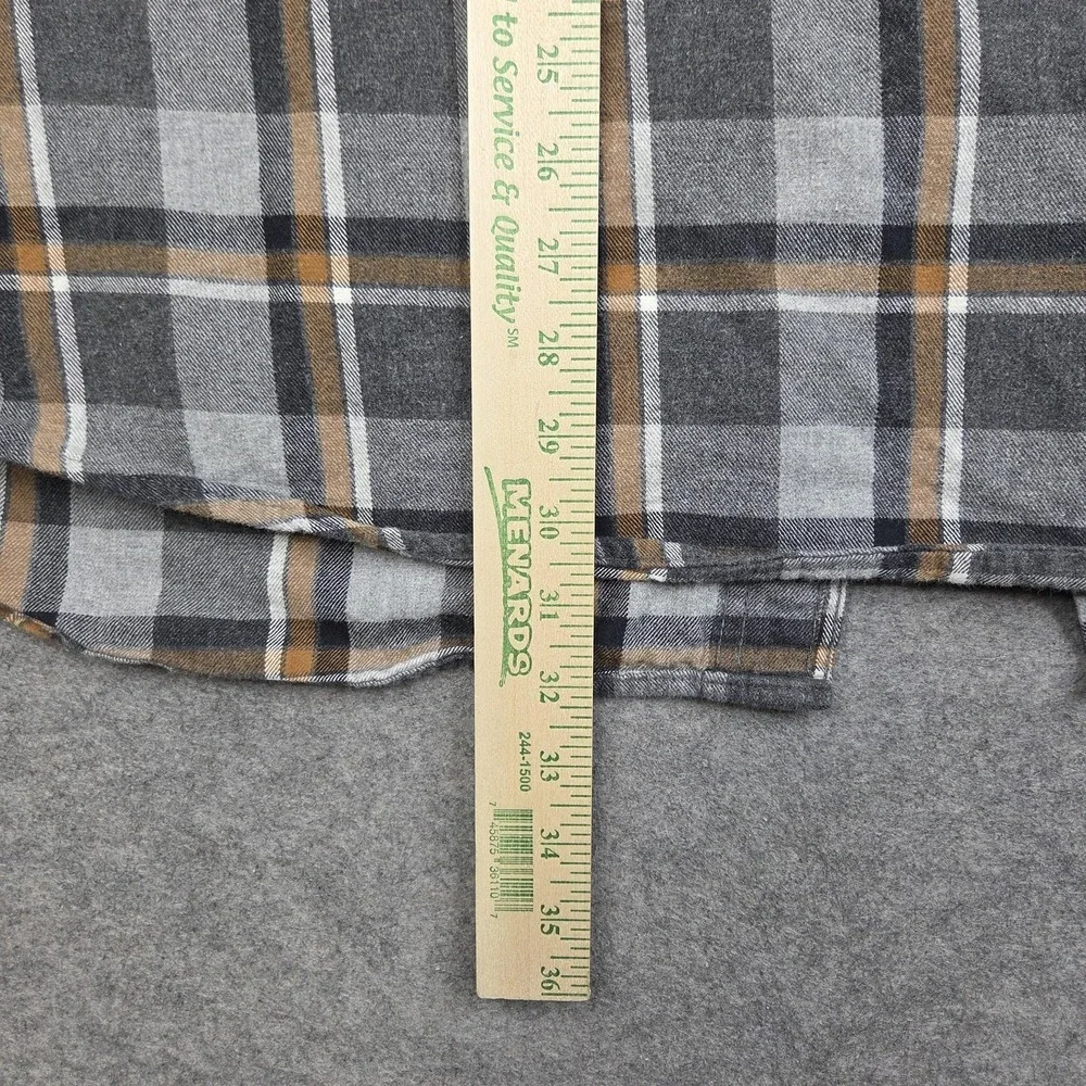 Duluth Trading Shirt Mens 3XL Gray Plaid Flannel Button Long‎ Sleeve Casual